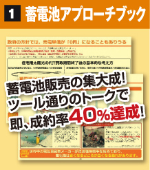 1 蓄電池アプローチブック 蓄電池販売の集大成！ツール通りのトークで即、成約率40%達成！